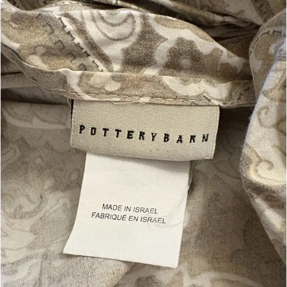 Pottery Barn F/Q MACKENNA TAUPE NEUTRAL Tan Beige Paisley Duvet Cover Full Queen